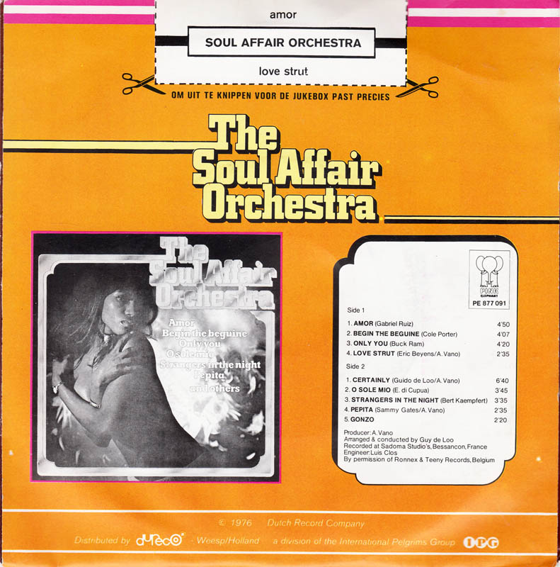 Soul Affair Orchestra - Amor Vinyl Singles Vinyl Very Good (VG) <br> Hoes Good Plus (G+)