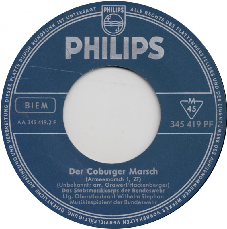 Stabsmusikkorps Der Bundeswehr Ltg. Wilhelm Stephan - Der Hohenfriedberger Marsch Vinyl Singles Vinyl Very Good (VG) <br> Hoes Good Plus (G+)