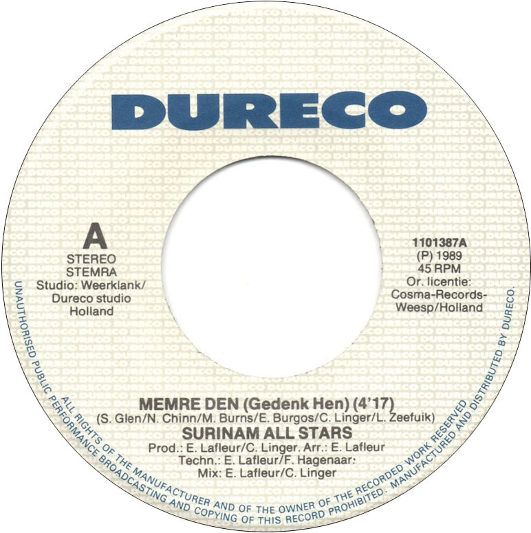 Surinam All Stars - Memre Den 26988 Vinyl Singles