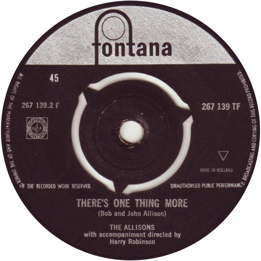 Allisons - Are You Sure Vinyl Singles Vinyl Zeer Goed / Hoesje Generic "VINYLSINGLES.NL"