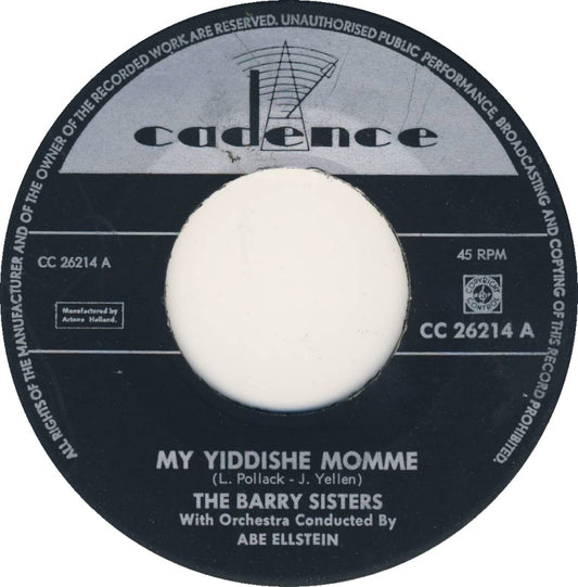 Barry Sisters - My Yiddishe Momme Vinyl Singles Media: VG+ / Sleeve: G+ "VINYLSINGLES.NL"
