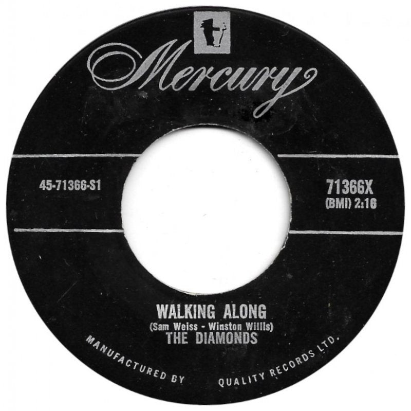 Diamonds - Walking Along Vinyl Singles Vinyl Very Good (VG) <br> Hoes Good Plus (G+)