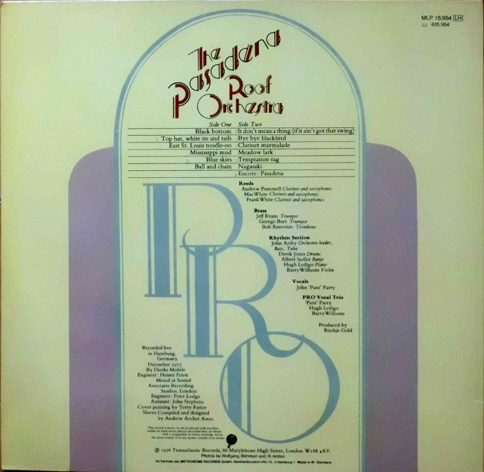 Pasadena Roof Orchestra - On Tour (LP) Vinyl LP Vinyl Very Good (VG) <br> Hoes Good Plus (G+)