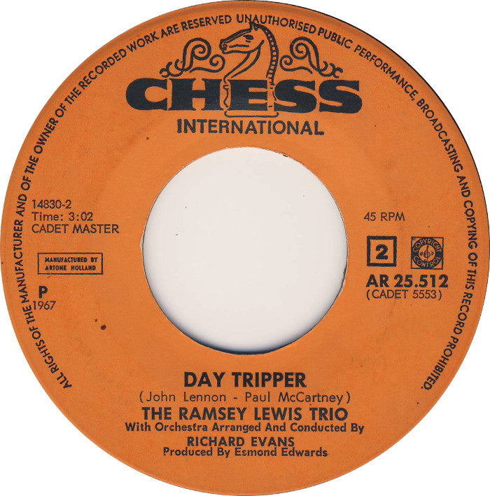 Ramsey Lewis Trio - One, Two, Three Vinyl Singles Vinyl Very Good (VG) <br> Hoes Good Plus (G+)