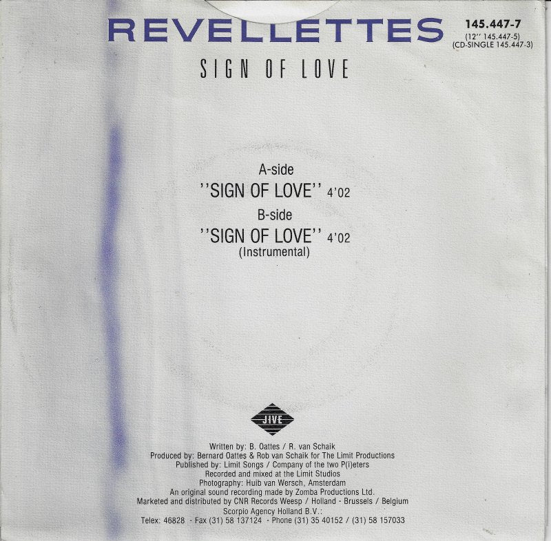 Revellettes - Sign Of Love Vinyl Singles Vinyl Very Good (VG) <br> Hoes Good Plus (G+)