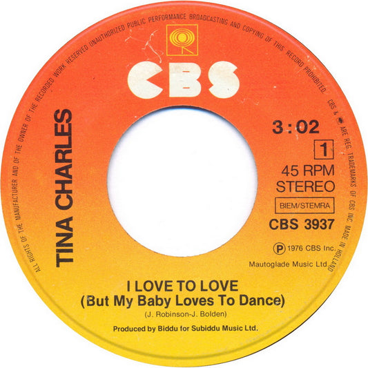 Tina Charles - Disco Fever Vinyl Singles Vinyl Zeer Goed / Hoesje Goed "VINYLSINGLES.NL"