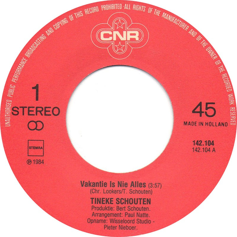 Tineke Schouten - Vakantie Is Nie Alles 12784 Vinyl Singles