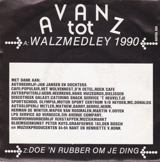 Van A Tot Z - Walzmedley Vinyl Singles Vinyl Zeer Goed / Hoesje Goed "VINYLSINGLES.NL"