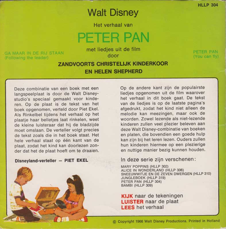 Various Artists - Het Verhaal Van Peter Pan Vinyl Singles Vinyl Very Good (VG) <br> Hoes Good Plus (G+)
