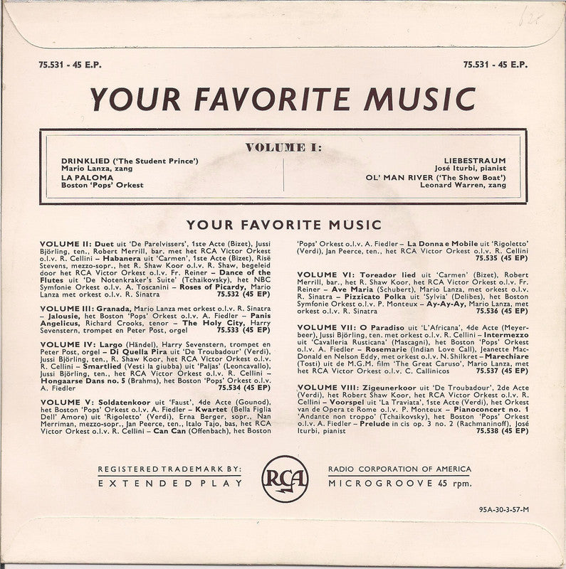 Your Favorite Music - Volume I Vinyl Singles EP Vinyl Very Good (VG) <br> Hoes Good Plus (G+)