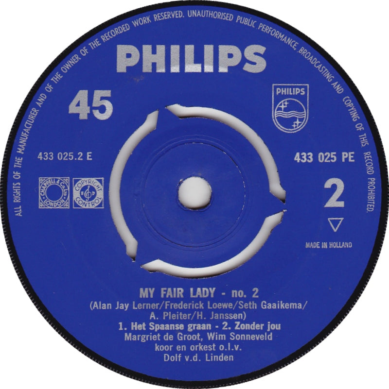 Wim Sonneveld, Margriet De Groot & Johan Kaart - My Fair Lady 2 40008 Vinyl Singles Vinyl Very Good (VG) <br> Hoes Good Plus (G+)