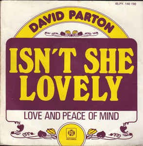 David Parton - Isn't She Lovely 25514 Vinyl Singles Vinyl Very Good (VG) <br> Hoes Good Plus (G+)