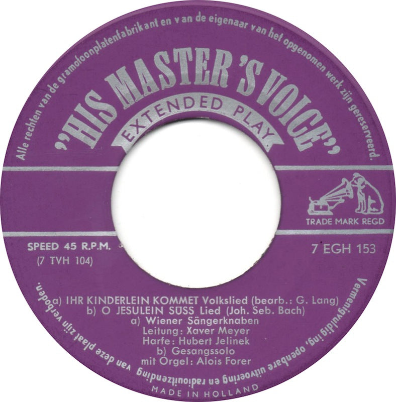 Wiener Sangerknaben - Singen Weihnachtslieder Deel * Vinyl Singles EP Vinyl Very Good (VG) <br> Hoes Good Plus (G+)