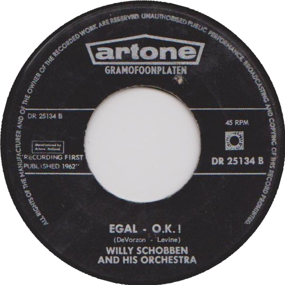 Willy Schobben - Benfica Vinyl Singles Vinyl Very Good (VG) <br> Hoes Good Plus (G+)