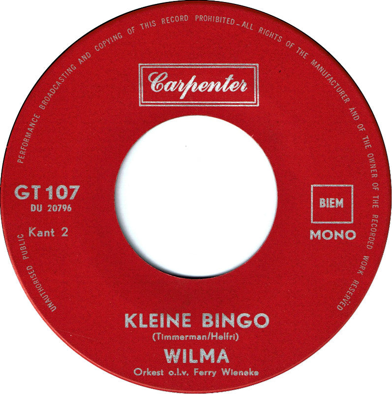 Wilma - Heintje Vinyl Singles Vinyl Very Good (VG) <br> Hoes Good Plus (G+)