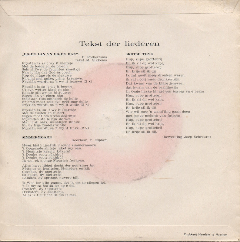 Wolvega's Mannenkoor - Eigen Lân Yn Eigen Hân Vinyl Singles