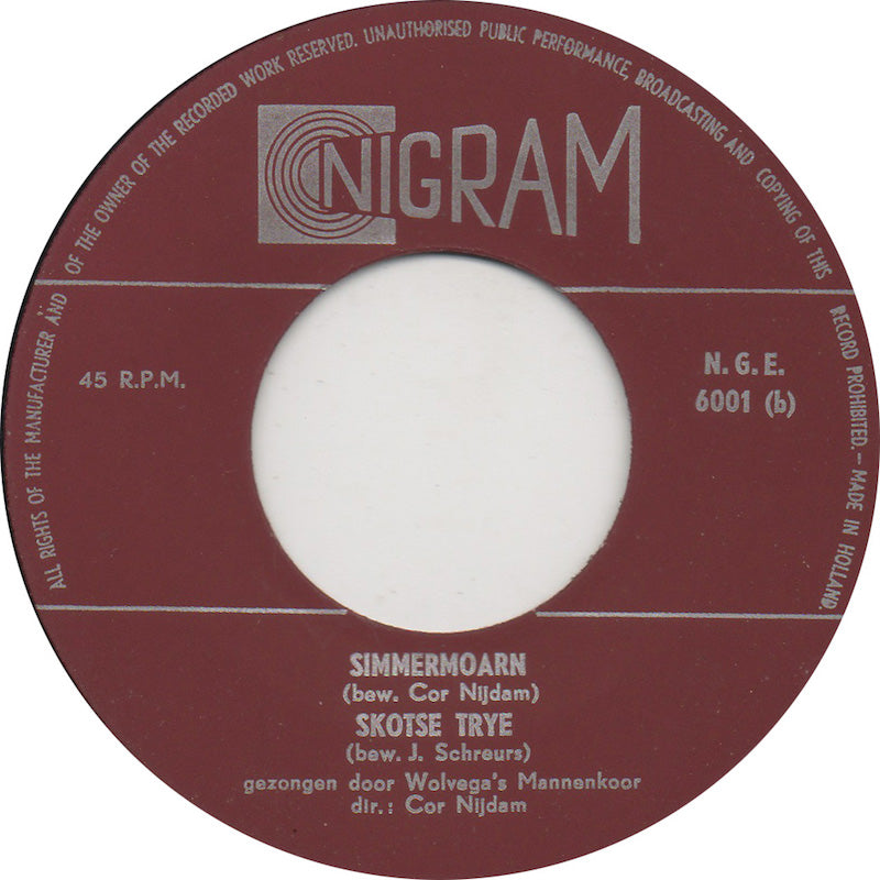 Wolvega's Mannenkoor - Eigen Lân Yn Eigen Hân Vinyl Singles Vinyl Very Good (VG) <br> Hoes Good Plus (G+)