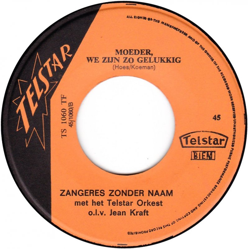 Zangeres Zonder Naam - Bloemen Aan Moeder Vinyl Singles