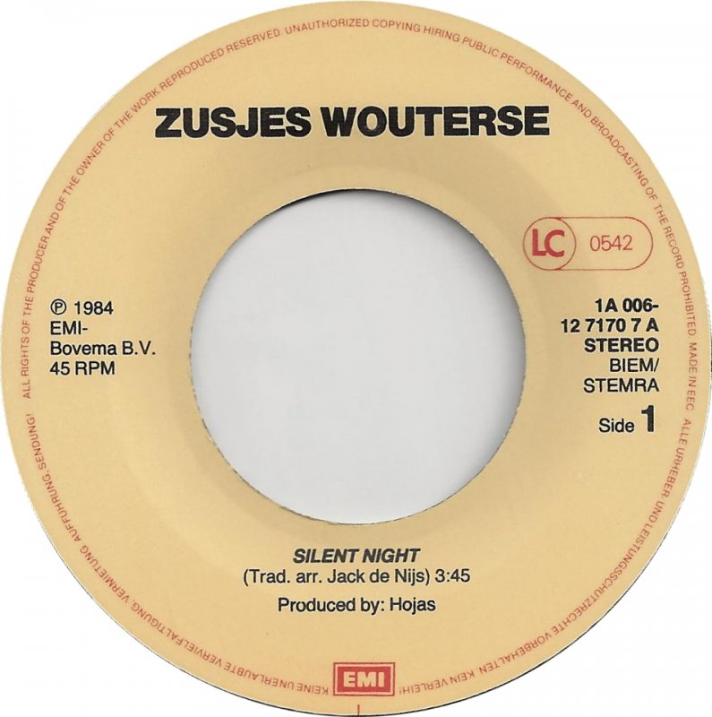 Zusjes Wouterse - Silent Night Vinyl Singles