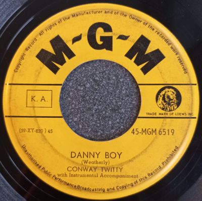 Conway Twitty - Danny Boy Vinyl Singles Media VG+ / Sleeve Generic