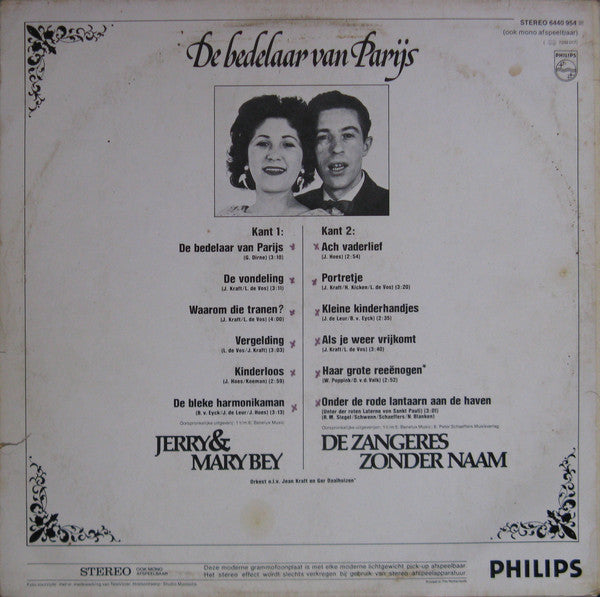 Jerry En Mary Bey - De Bedelaar Van Parijs (LP) Vinyl LP Vinyl Very Good (VG) <br> Hoes Good Plus (G+)