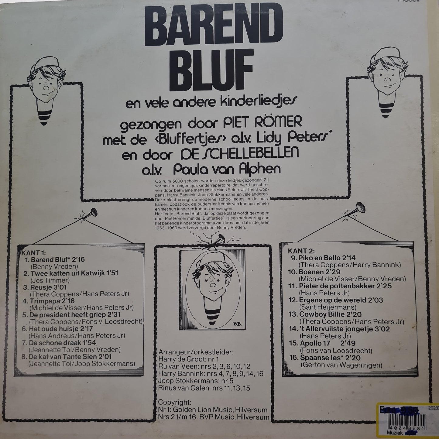Barend Bluf - En Vele Andere Kinderliedjes (LP) Vinyl LP Vinyl Very Good (VG) <br> Hoes Good Plus (G+)