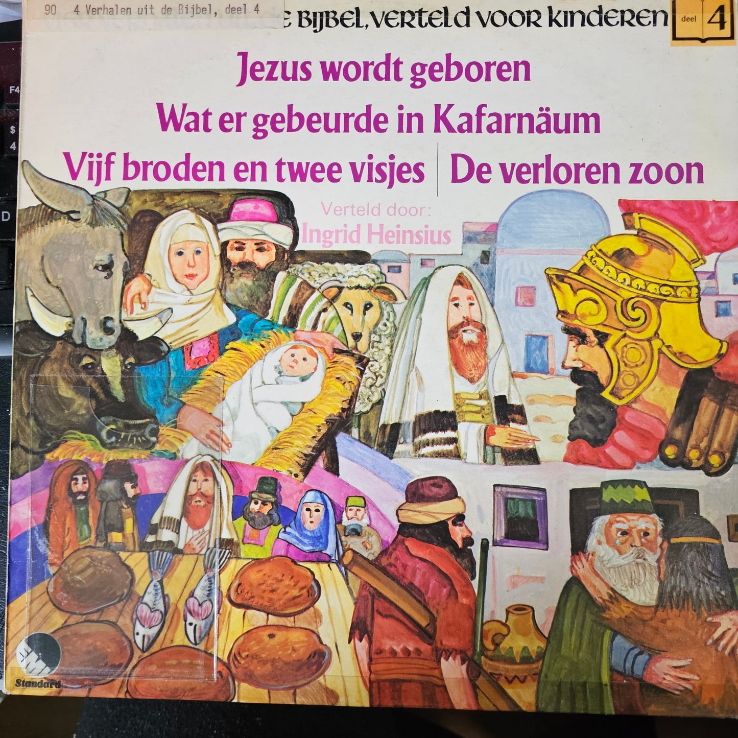 Ingrid Heinsius - Vier Verhalen Uit De Bijbel, Verteld Voor Kinderen - Deel 4 (LP) (B-Keus) Vinyl LP Vinyl Goed / Hoes Zie Foto