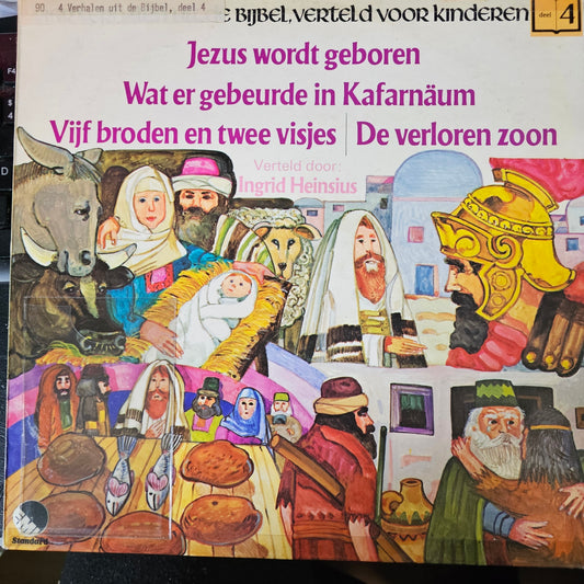 Ingrid Heinsius - Vier Verhalen Uit De Bijbel, Verteld Voor Kinderen - Deel 4 (LP) (B-Keus) Vinyl LP Vinyl Goed / Hoes Zie Foto