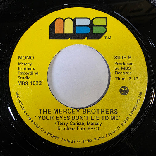 Mercey Brothers - Your Eyes Don't Lie To Me Vinyl Singles Vinyl Zeer Goed / Hoesje Generic "VINYLSINGLES.NL"