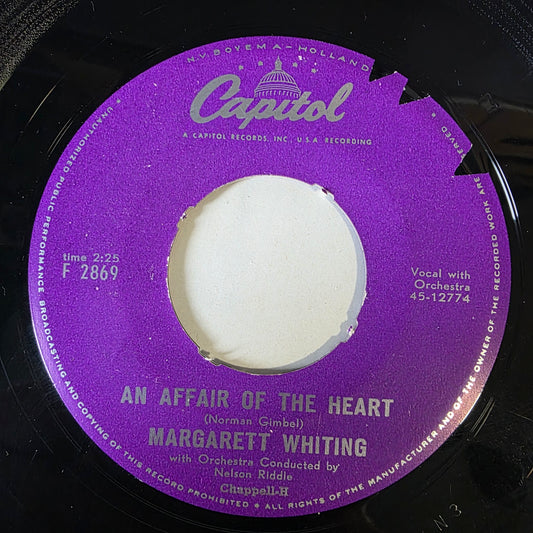 Margaret Whiting - An Affair Of The Heart Vinyl Singles Vinyl Zeer Goed / Hoesje Generic "VINYLSINGLES.NL"