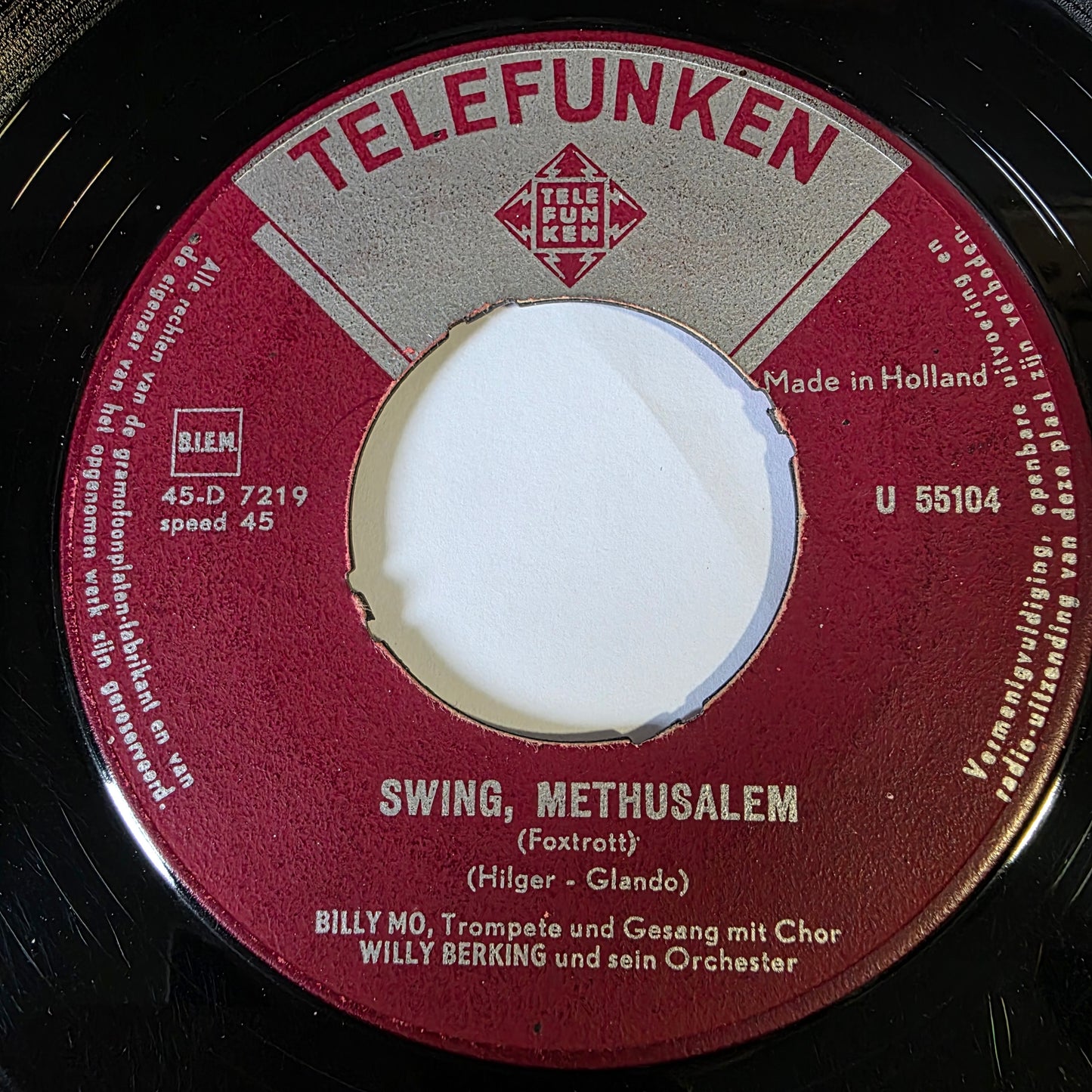 Willy Berking - Swing, Methusalem Vinyl Singles Vinyl Zeer Goed / Hoesje Generic "VINYLSINGLES.NL"