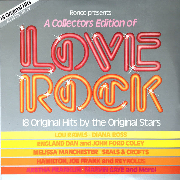 Various - Ronco Presents Love Rock (LP) Vinyl LP Vinyl Very Good (VG) <br> Hoes Good Plus (G+)