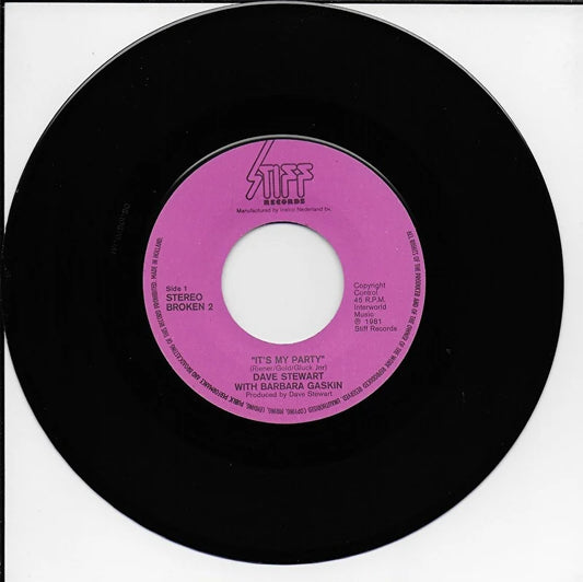 Dave Stewart & Barbara Gaskin - It's My Party Vinyl Singles Vinyl Very Good (VG) <br> Hoes Good Plus (G+)