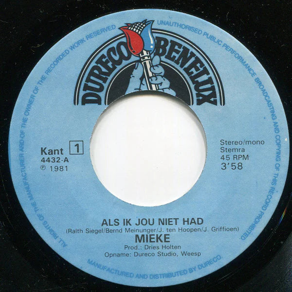 Mieke - Als Ik Jou Niet Had Vinyl Singles Vinyl Very Good (VG) <br> Hoes Good Plus (G+)