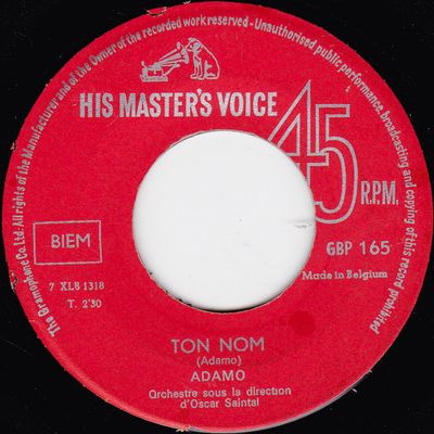 Adamo - Ton Nom Vinyl Singles Vinyl (VG) <br> Hoes Generic