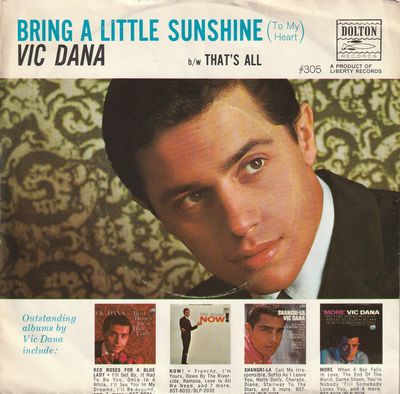 Vic Dana - Bring A Little Sunshine (To My Heart) Vinyl Singles Vinyl Zeer Goed / Hoesje Goed "VINYLSINGLES.NL"