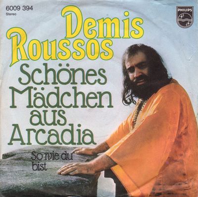 Demis Roussos - Schönes Mädchen Aus Arcadia Vinyl Zeer Goed / Hoesje Plakband "VINYLSINGLES.NL"