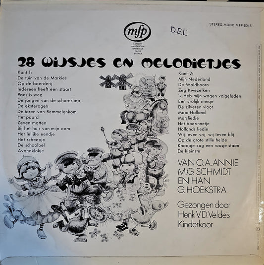 Henk Van Der Velde's Kinderkoor - 28 Wijsjes En Melodietjes (LP) Vinyl LP Vinyl Zeer Goed / Hoesje Goed "VINYLSINGLES.NL"