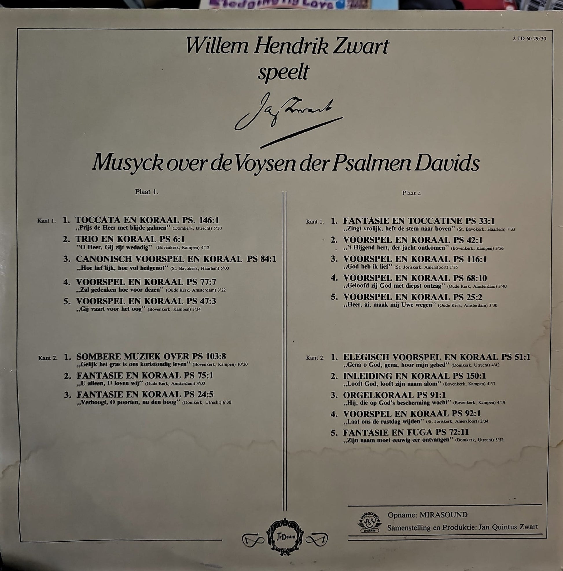 Willem Hendrik Zwart - Speelt Jan Zwart (LP) 50750 Vinyl LP Dubbel VINYLSINGLES.NL