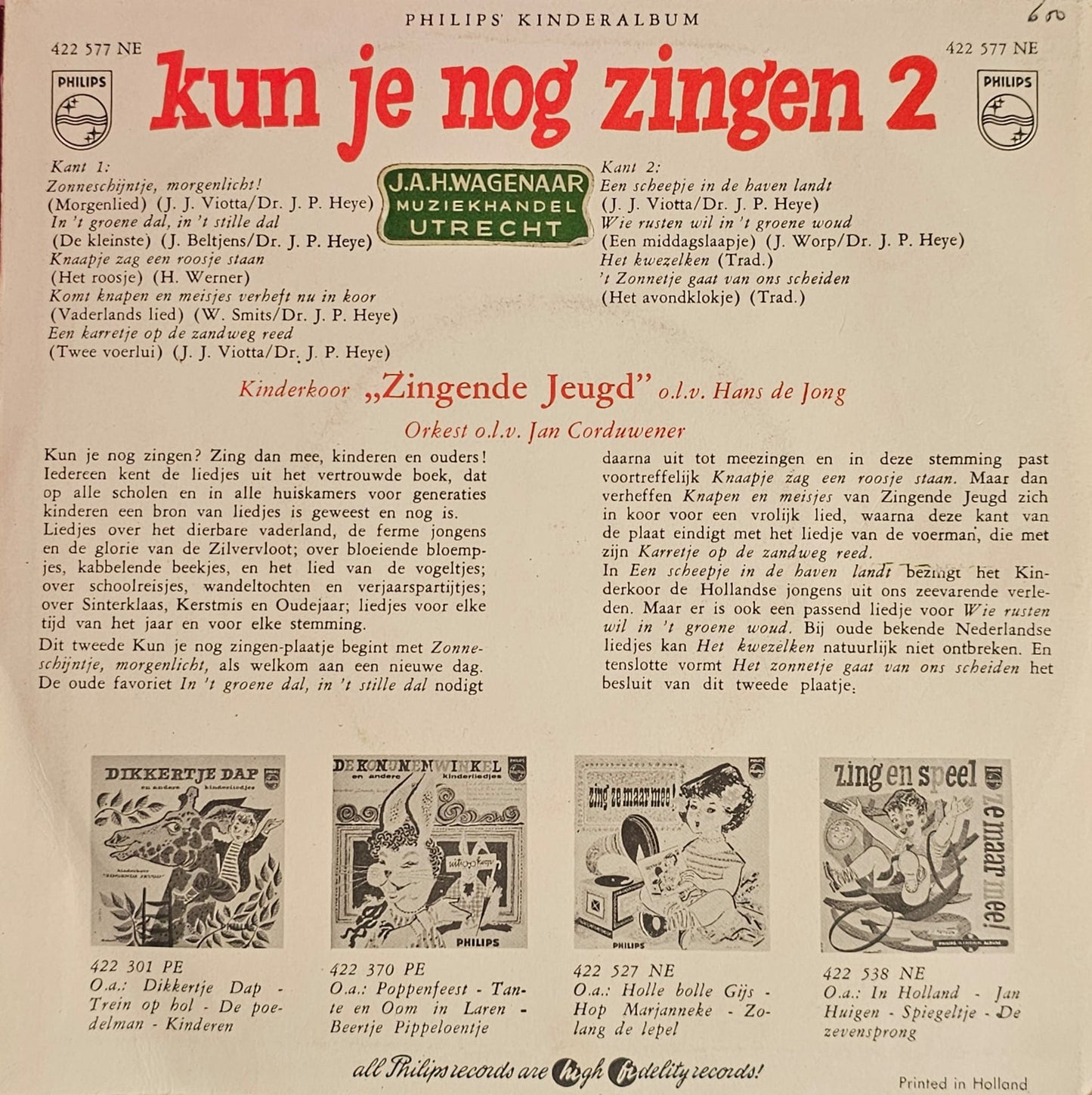 Zingende Jeugd - Kun Je Nog Zingen 2 39902 Vinyl Singles Goede Staat