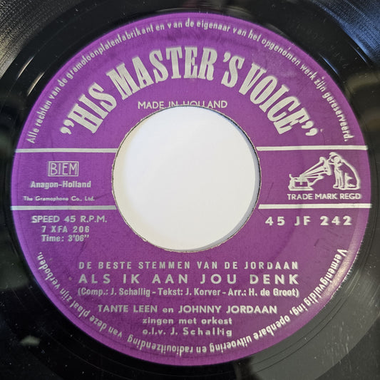 Tante Leen En Johnny Jordaan - Met Zo’n Wals Door Het Leven Te Zweven Vinyl Singles Vinyl Very Good (VG) <br> Hoes Good Plus (G+)