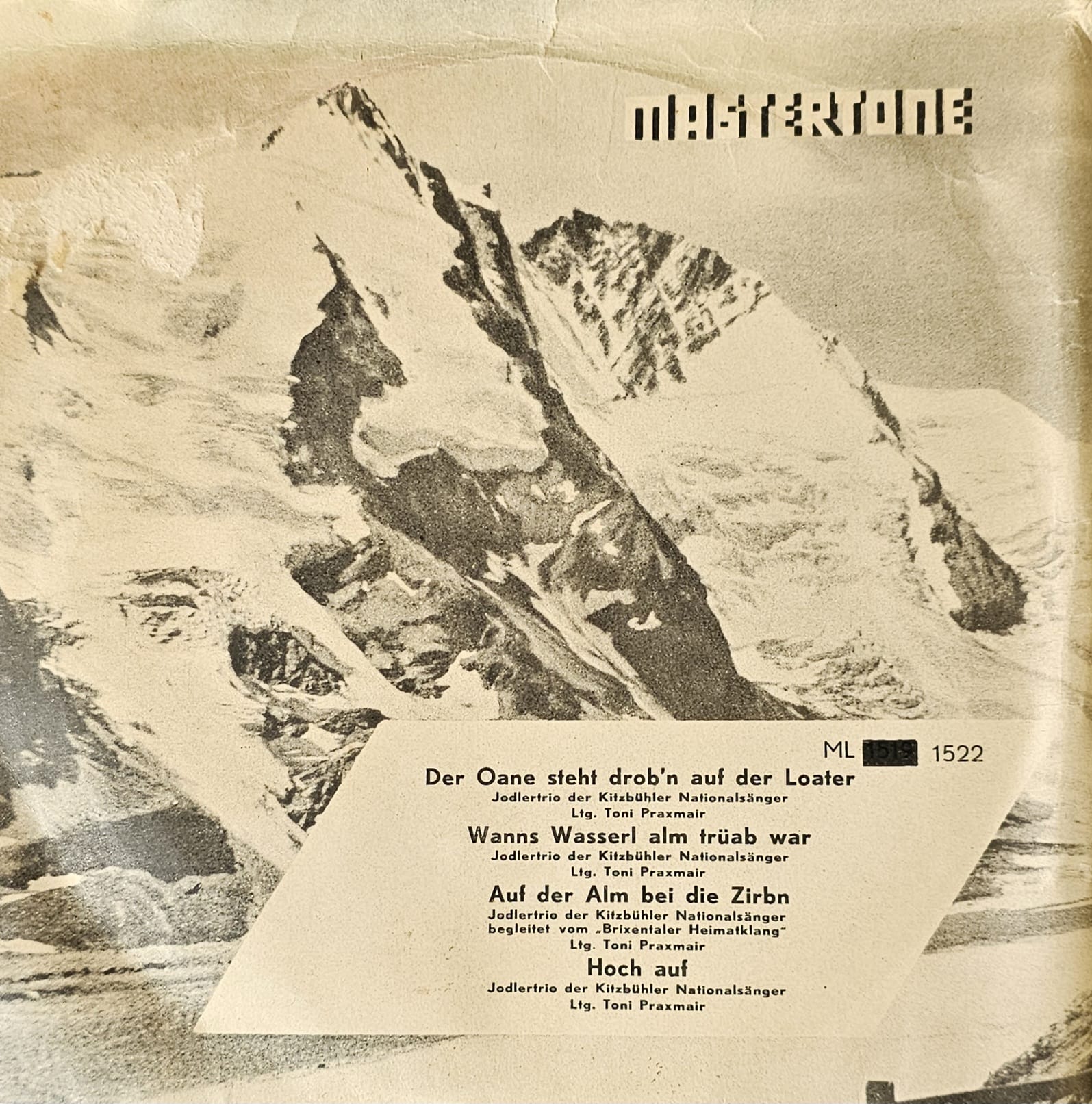 Jodeltrio der Kitzbühler Nationalsänger - Auf Der Alm Bei Die Zirbn Vinyl Singles EP Vinyl Very Good (VG) <br> Hoes Good Plus (G+)