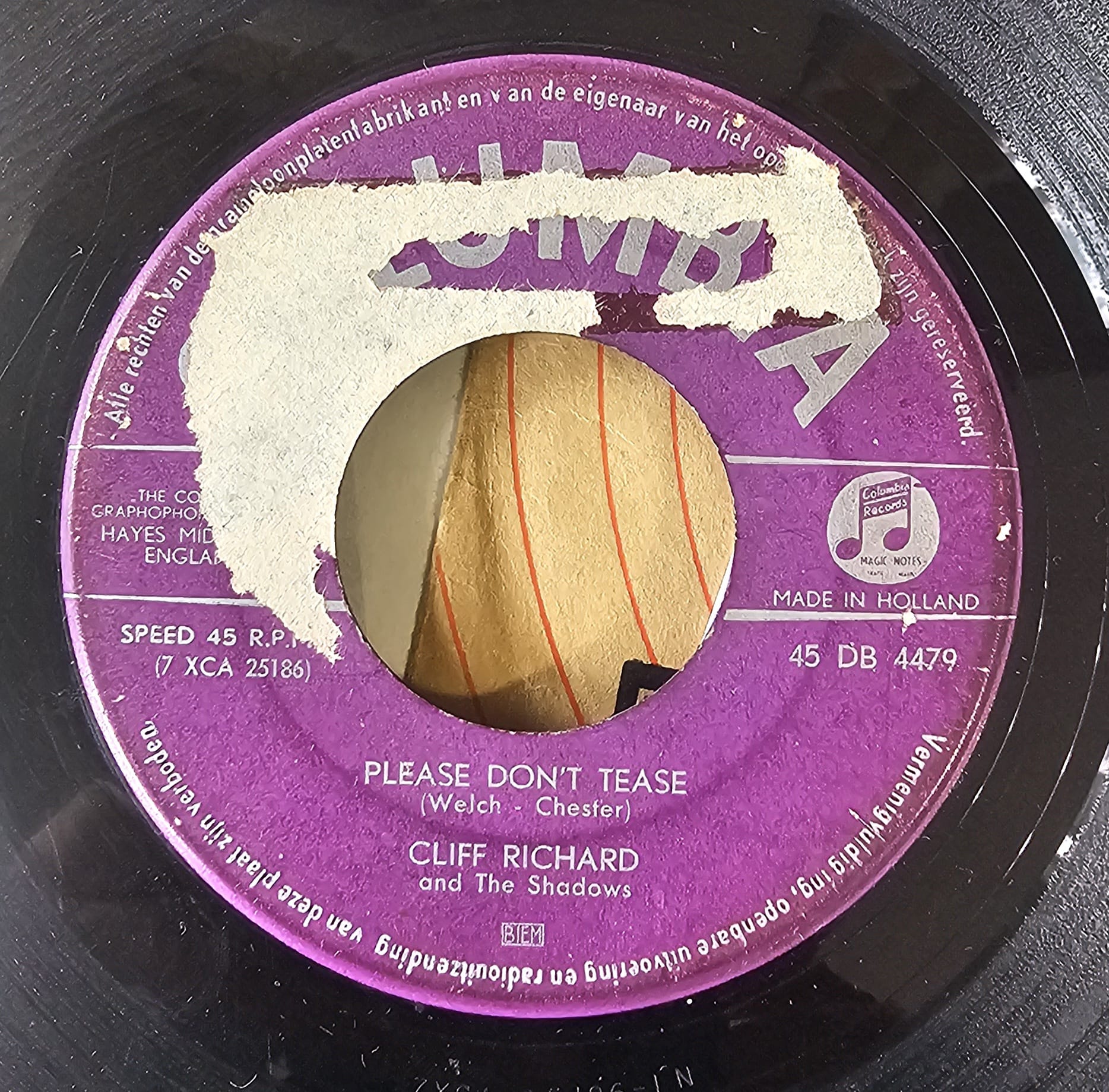 Cliff Richard & The Shadows - Please Don't Tease (B-Keus) Vinyl Singles Vinyl Very Good (VG) <br> Hoes Generic