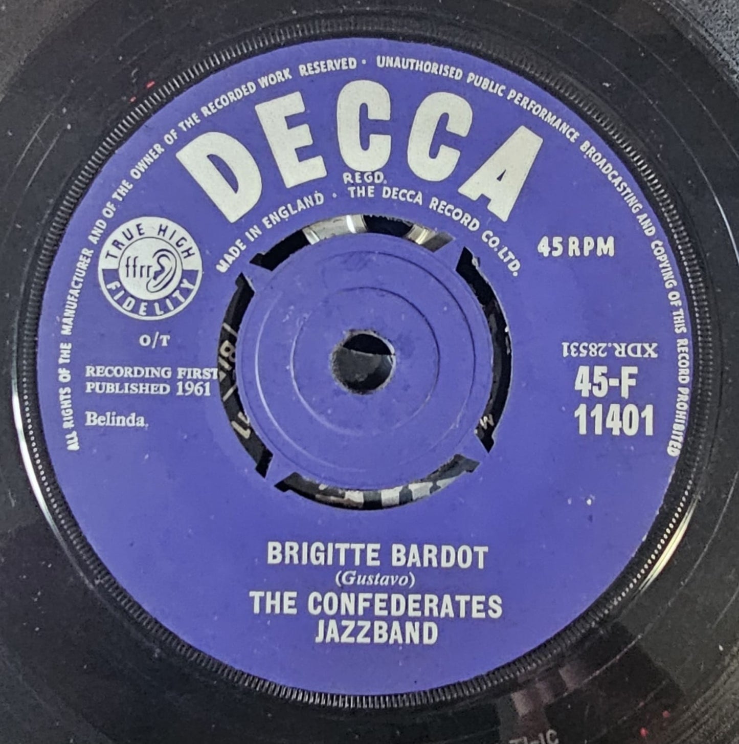 Confederates Jazzband - Brigitte Bardot Vinyl Singles Vinyl Very Good (VG) <br> Hoes Generic