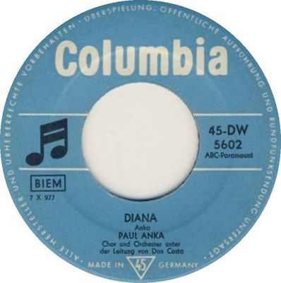 Paul Anka - Diana Vinyl Singles Vinyl (VG) <br> Hoes Generic