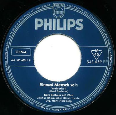 Karl Berbuer - Einmal Mensch Sein Vinyl Singles Vinyl (VG) <br> Hoes Generic