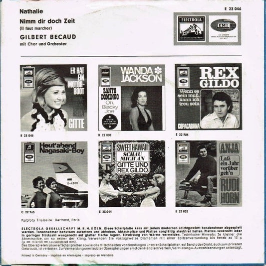 Gilbert Bécaud – Nathalie Vinyl Singles Vinyl Zeer Goed / Hoesje Goed "VINYLSINGLES.NL"