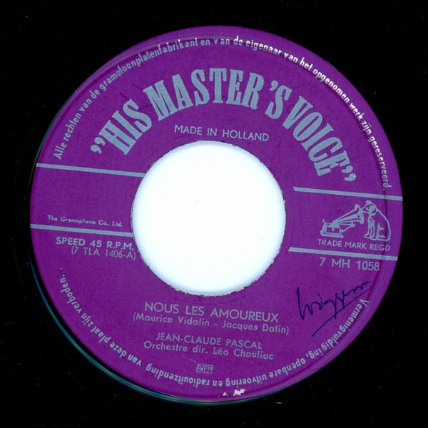 Jean-Claude Pascal - Nous Les Amoureux Vinyl Singles Vinyl Very Good (VG) <br> Hoes Generic