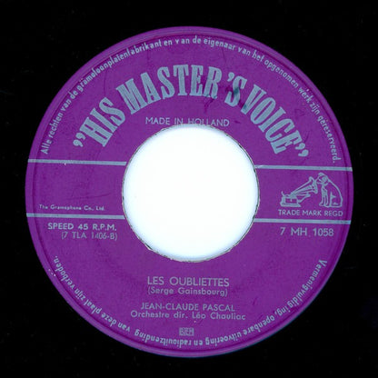 Jean-Claude Pascal - Nous Les Amoureux Vinyl Singles Vinyl Very Good (VG) <br> Hoes Generic