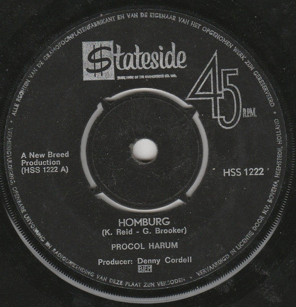 Procol Harum - Homburg Vinyl Singles Vinyl Goed / Hoes Generic